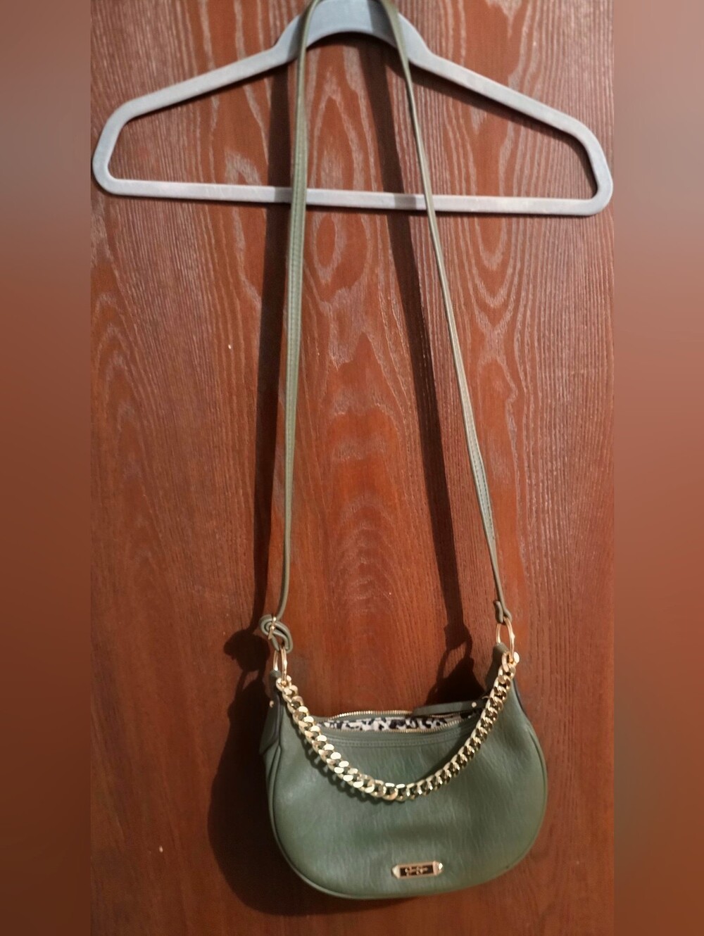 Jessica Simpson Olive Green Crossbody with Gold Chain Detail